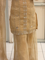 Mustard Yellow Embroidered Party Wear Sharara Suit Set