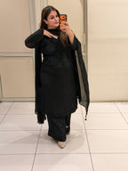 Black Handwork Embroidered Party Wear Suit Set