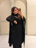 Black Handwork Embroidered Party Wear Suit Set