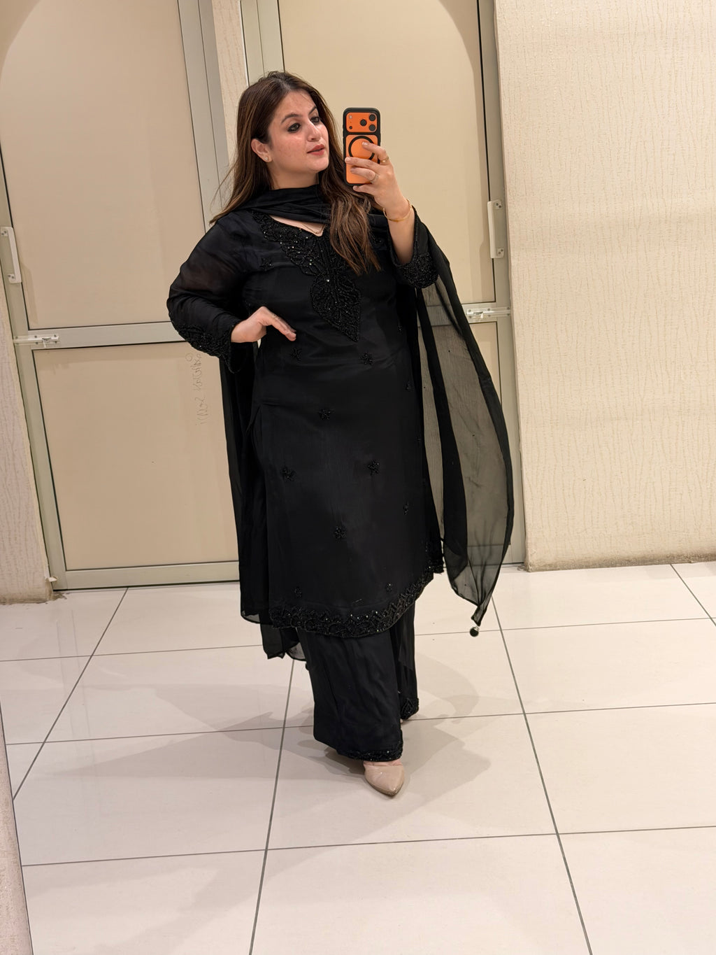 Black Handwork Embroidered Party Wear Suit Set
