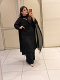 Black Handwork Embroidered Party Wear Suit Set