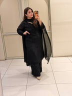 Black Handwork Embroidered Party Wear Suit Set