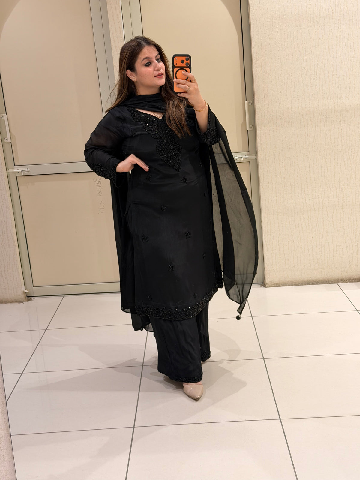 Black Handwork Embroidered Party Wear Suit Set