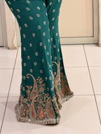 Teal Green Designer Handwork Two-Piece Suit Set