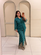 Teal Green Designer Handwork Two-Piece Suit Set