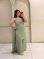 Sage Green Embellished Party Wear Suit Set