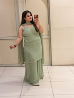 Sage Green Embellished Party Wear Suit Set