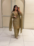 Golden Farsi Embroidered Partywear Suit (M–2XL)