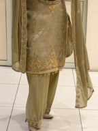 Golden Farsi Embroidered Partywear Suit (M–2XL)