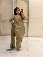 Golden Farsi Embroidered Partywear Suit (M–2XL)