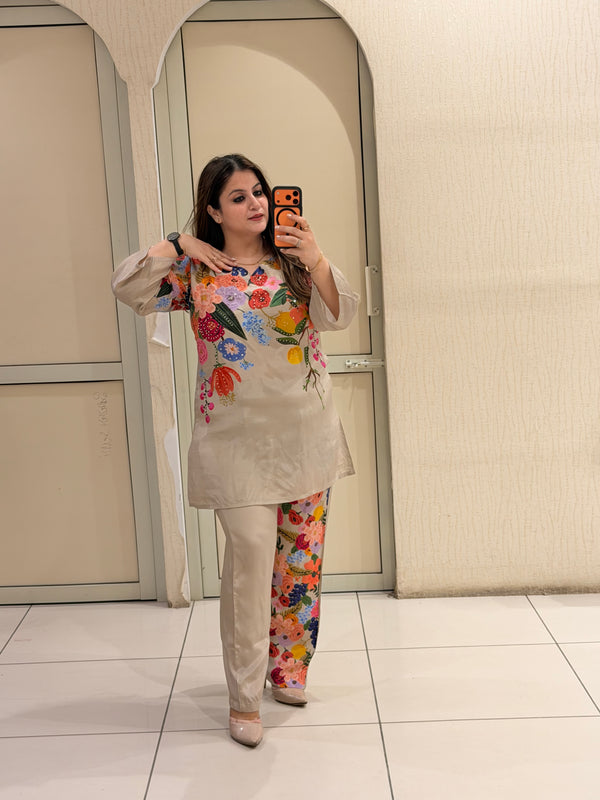 Beige Floral Printed Coord Set (M–XXL)