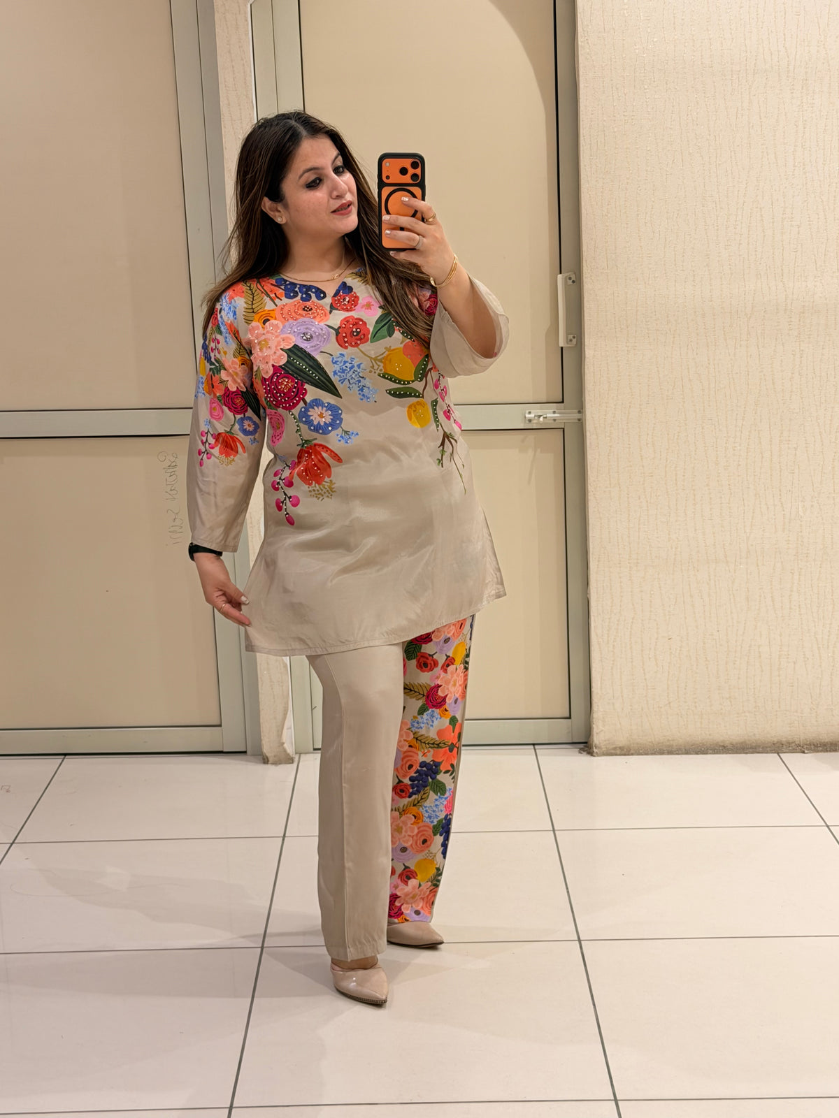 Beige Floral Printed Coord Set (M–XXL)