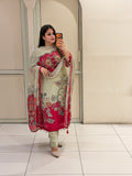 Cream & Pink Embroidered Suit Set (M–XXL)