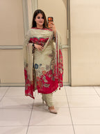 Cream & Pink Embroidered Suit Set (M–XXL)