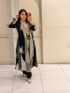 Satin Silk Cat Print Designer Suit (Free Size till XL)