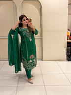 Green Embroidered Festive Suit Set (M–XXL)