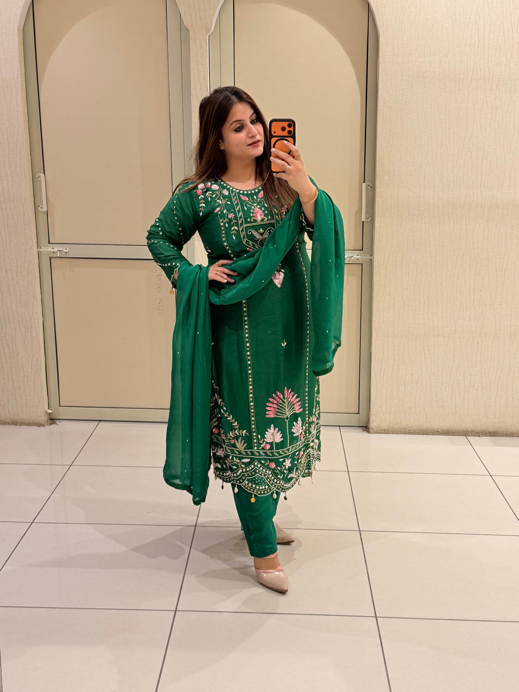Green Embroidered Festive Suit Set (M–XXL)