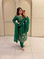 Green Embroidered Festive Suit Set (M–XXL)