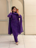 Purple Mul Chanderi Appliqué Work Suit (M–XXL)