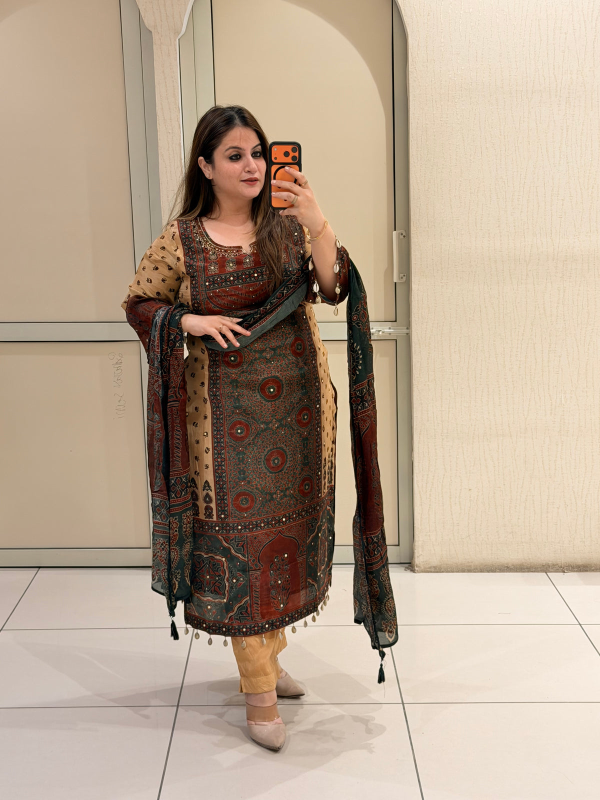 Multicolor Printed Crepe Kurta Pant Set with Designer Dupatta for Women