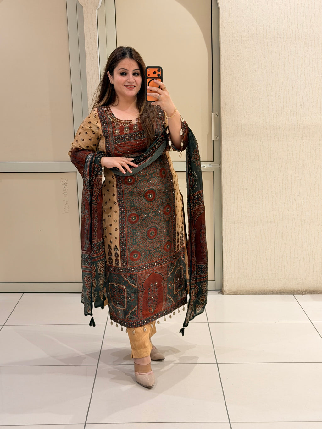 Multicolor Printed Crepe Kurta Pant Set with Designer Dupatta for Women