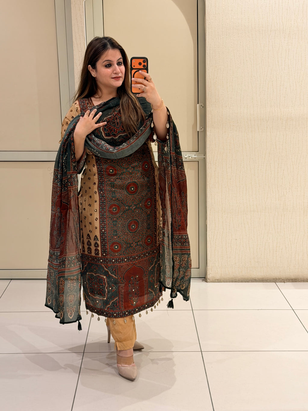 Multicolor Printed Crepe Kurta Pant Set with Designer Dupatta for Women
