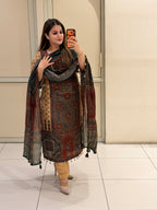 Multicolor Printed Crepe Kurta Pant Set with Designer Dupatta for Women