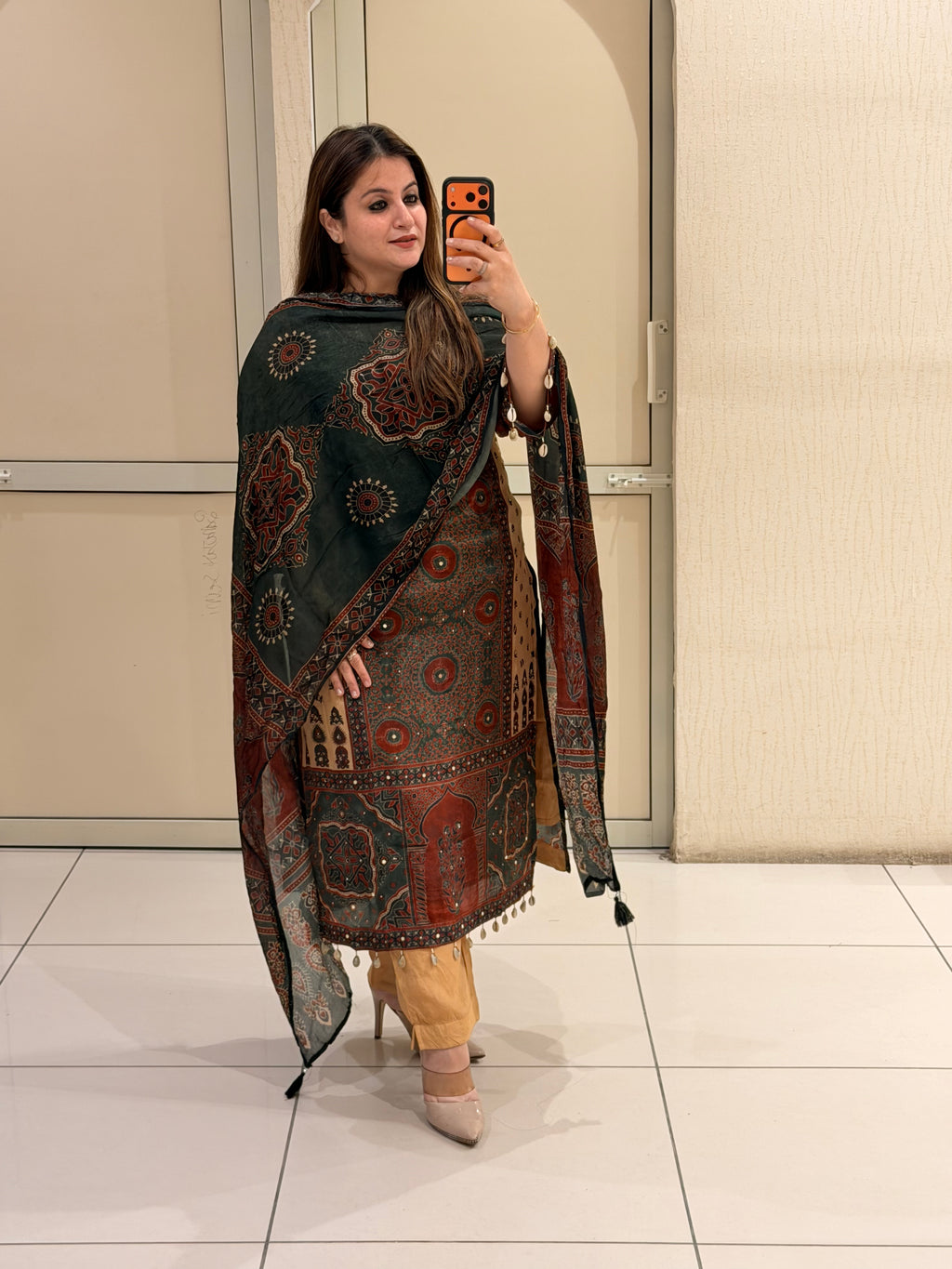 Multicolor Printed Crepe Kurta Pant Set with Designer Dupatta for Women