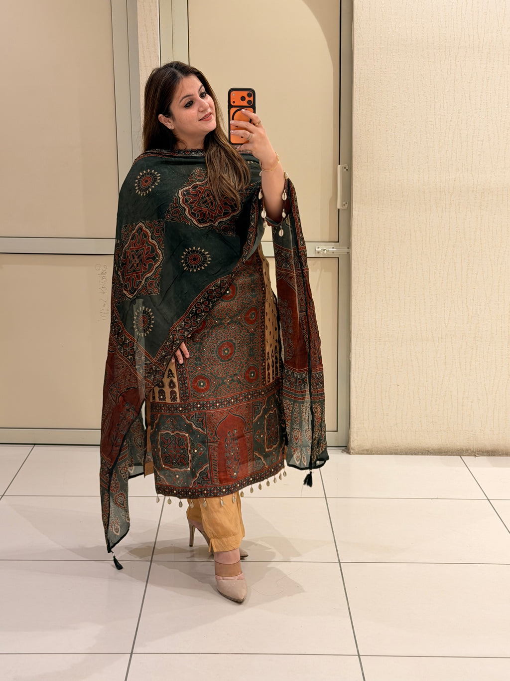 Multicolor Printed Crepe Kurta Pant Set with Designer Dupatta for Women