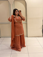 Terracotta Chinon Embroidered Dress (M–XXL)