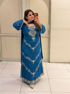 Blue Handwork Embroidered Suit Set with Bottom (L–XXL)