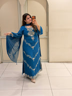 Blue Handwork Embroidered Suit Set with Bottom (L–XXL)