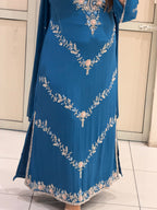 Blue Handwork Embroidered Suit Set with Bottom (L–XXL)