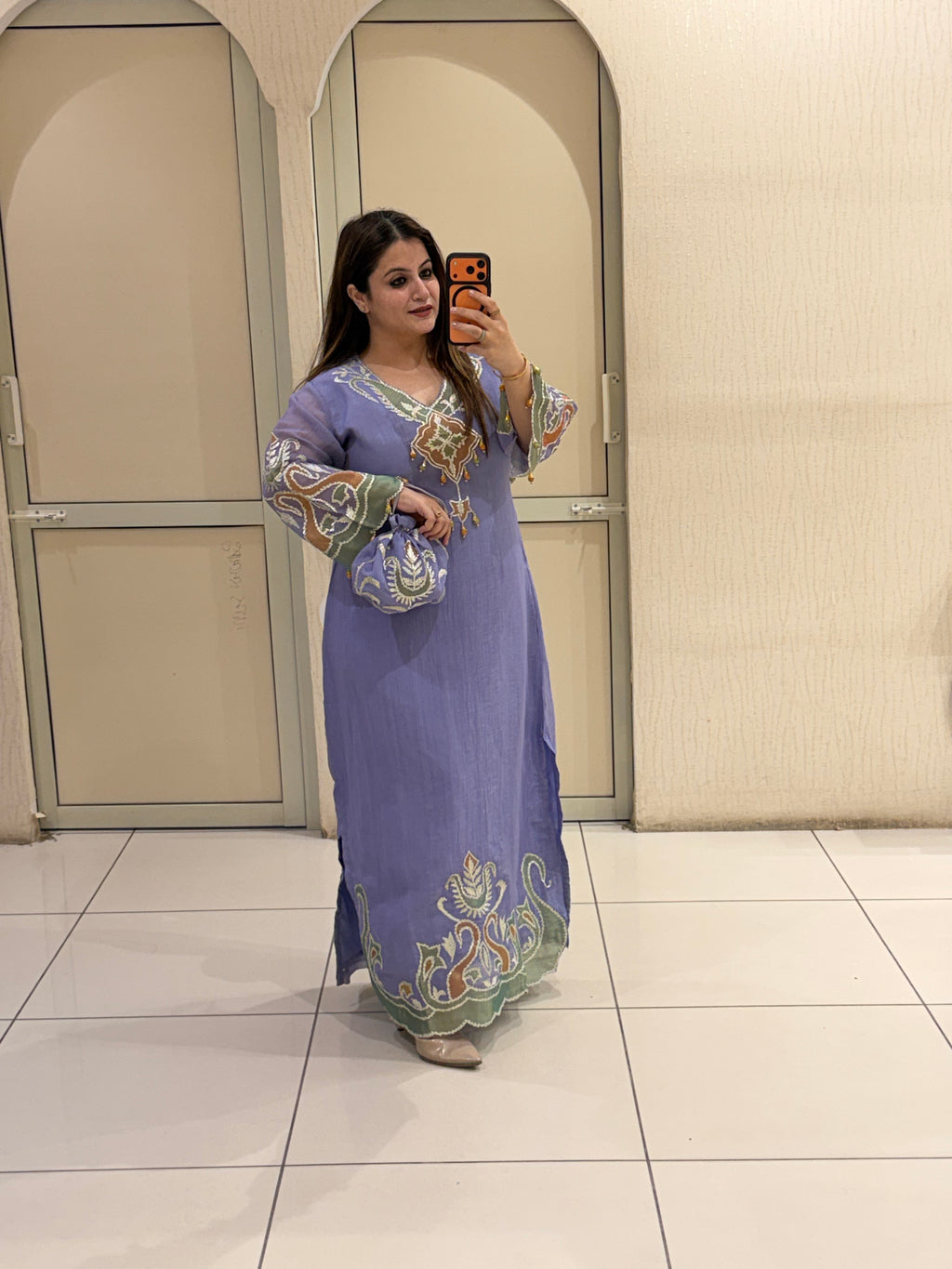 Lavender Embroidered Long Dress (L–XXL)