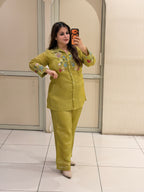 Olive Green Embroidered Designer Set