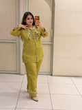 Olive Green Embroidered Designer Set
