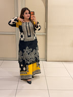 Black & Yellow Printed Designer Sharara Suit Set