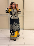 Black & Yellow Printed Designer Sharara Suit Set