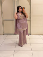 Mauve Embroidered Designer Palazzo Suit Set