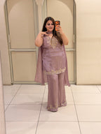 Mauve Embroidered Designer Palazzo Suit Set