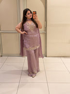 Mauve Embroidered Designer Palazzo Suit Set