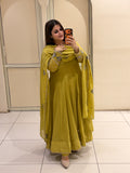 Exclusive Mustard Yellow Embroidered Anarkali Suit Set