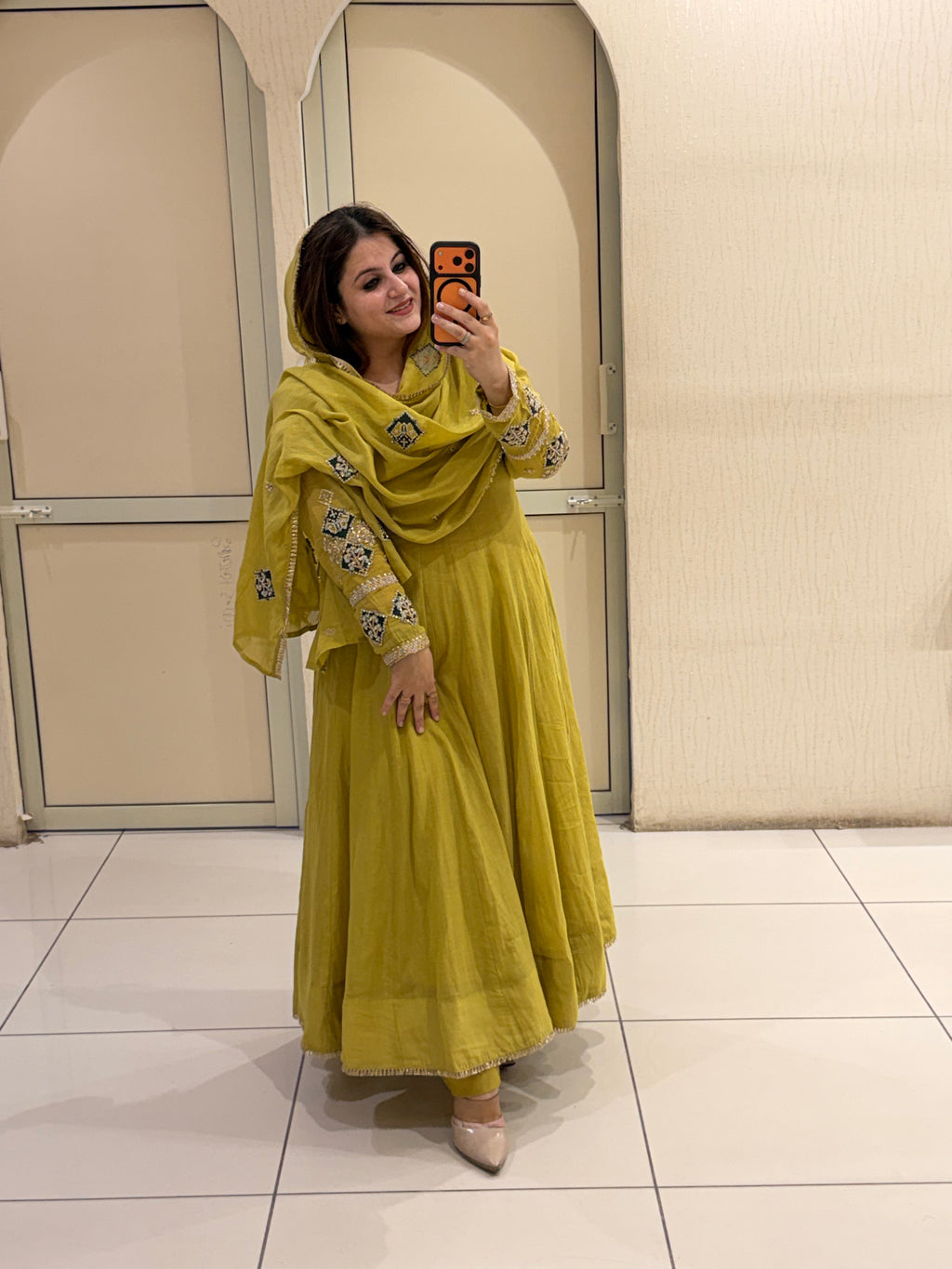 Exclusive Mustard Yellow Embroidered Anarkali Suit Set