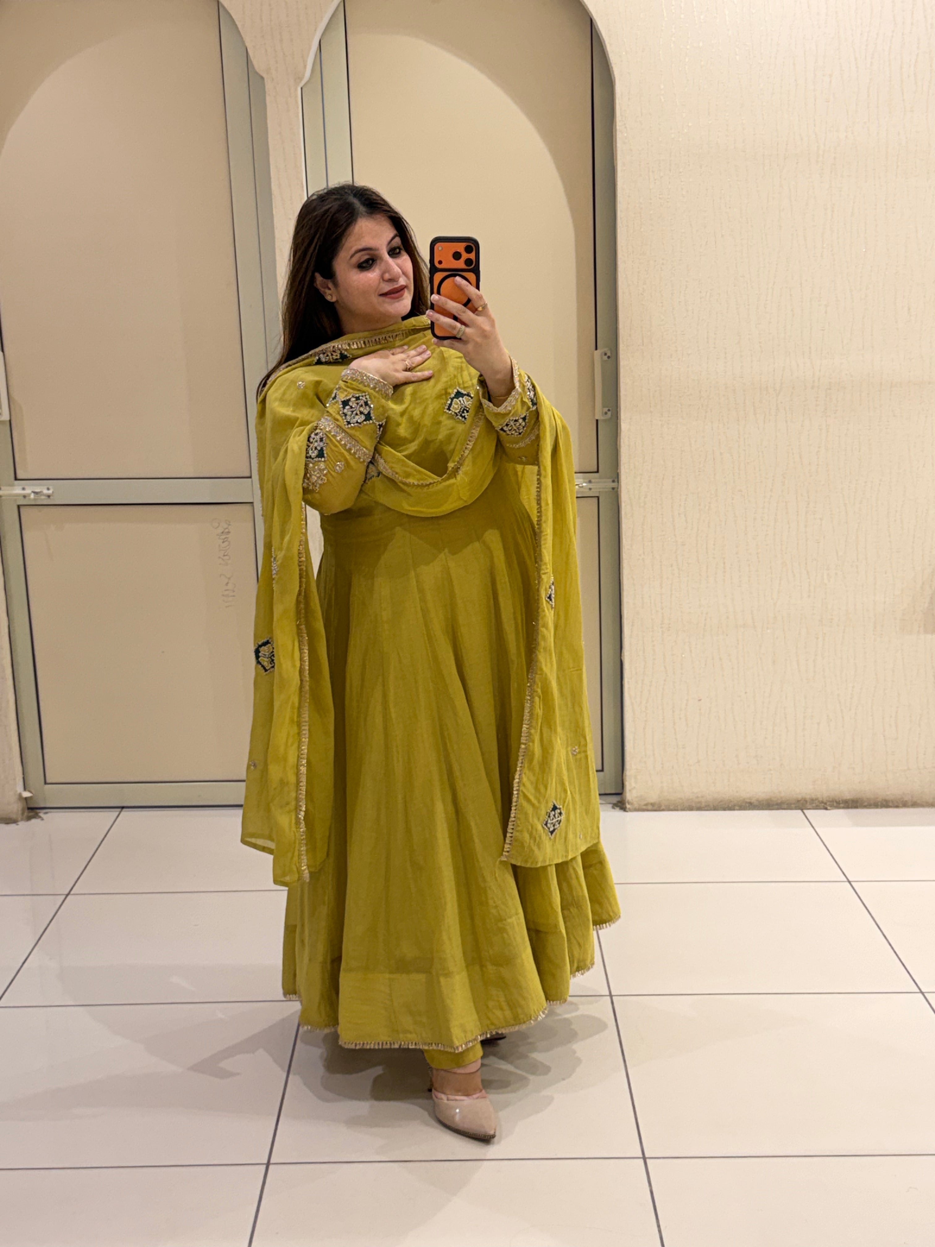 Exclusive Mustard Yellow Embroidered Anarkali Suit Set
