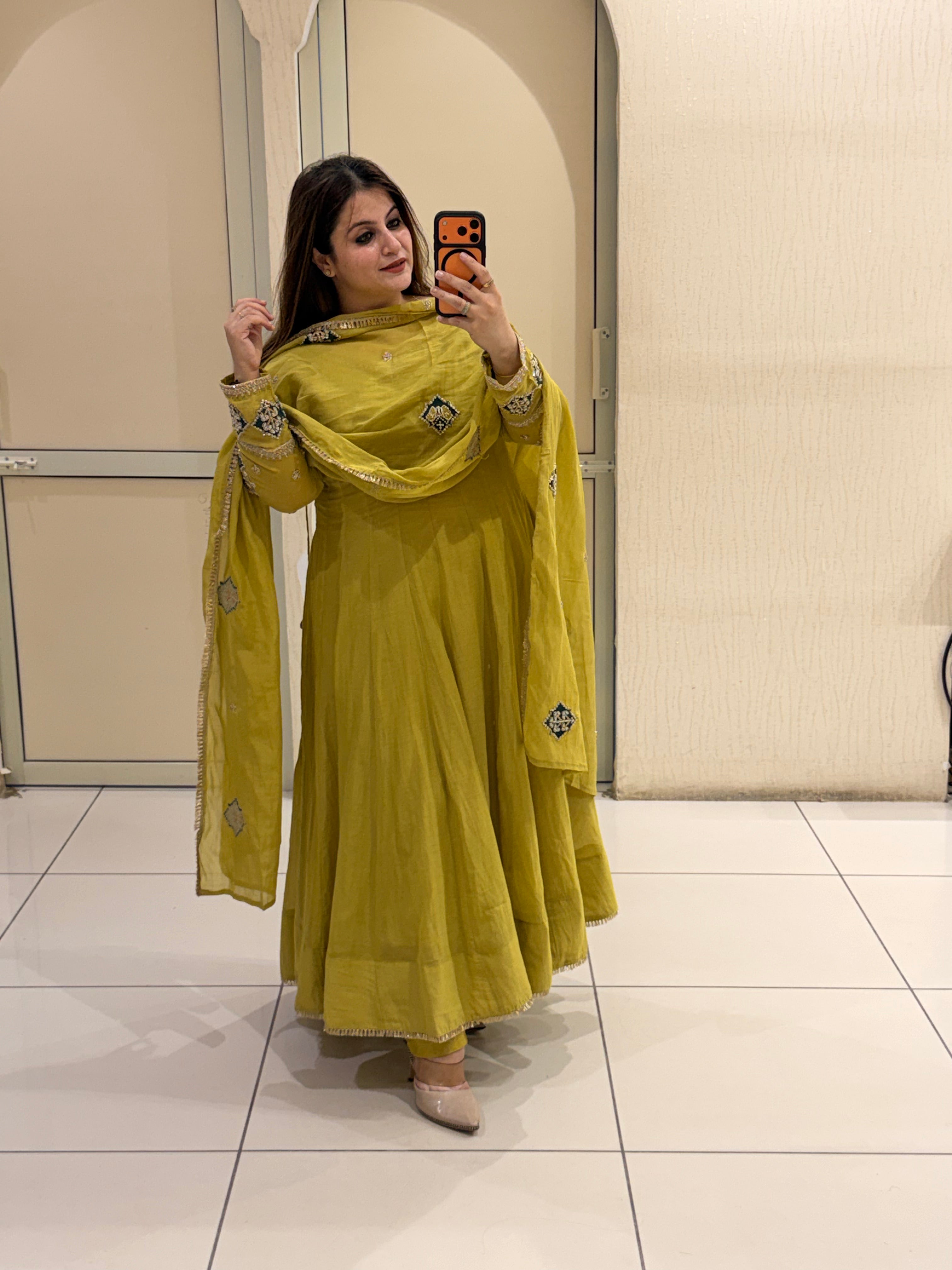 Exclusive Mustard Yellow Embroidered Anarkali Suit Set