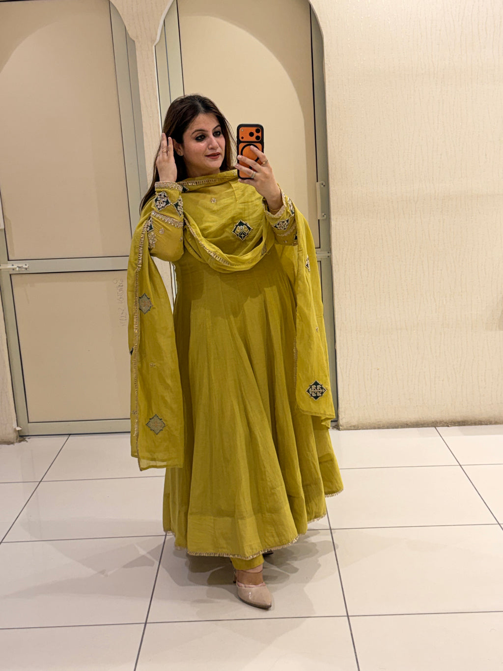 Exclusive Mustard Yellow Embroidered Anarkali Suit Set