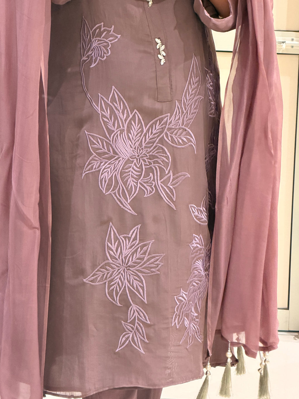 Mauve Embroidered Suit Set