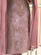 Mauve Embroidered Suit Set