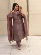 Mauve Embroidered Suit Set