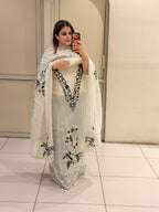 Unstitched White Mul Chanderi Embroidered Suit (Premium Collection)